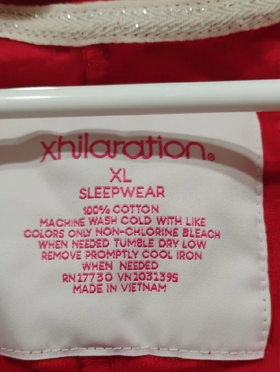 Xhilaration Red Cotton Sleepwear Romper with Pink Logo - Picture 2 of 3